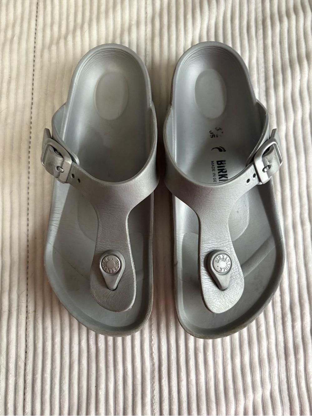 Birkenstock Silver Gizeh EVA Thongs